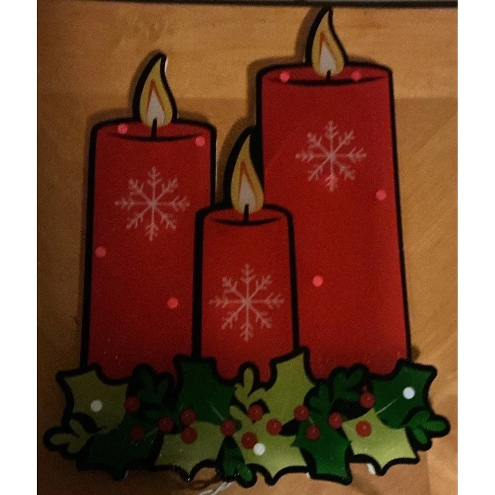Holiday Time Shimmer Candles Indoor/Outdoor Christmas Light‎ Up Window Decor
